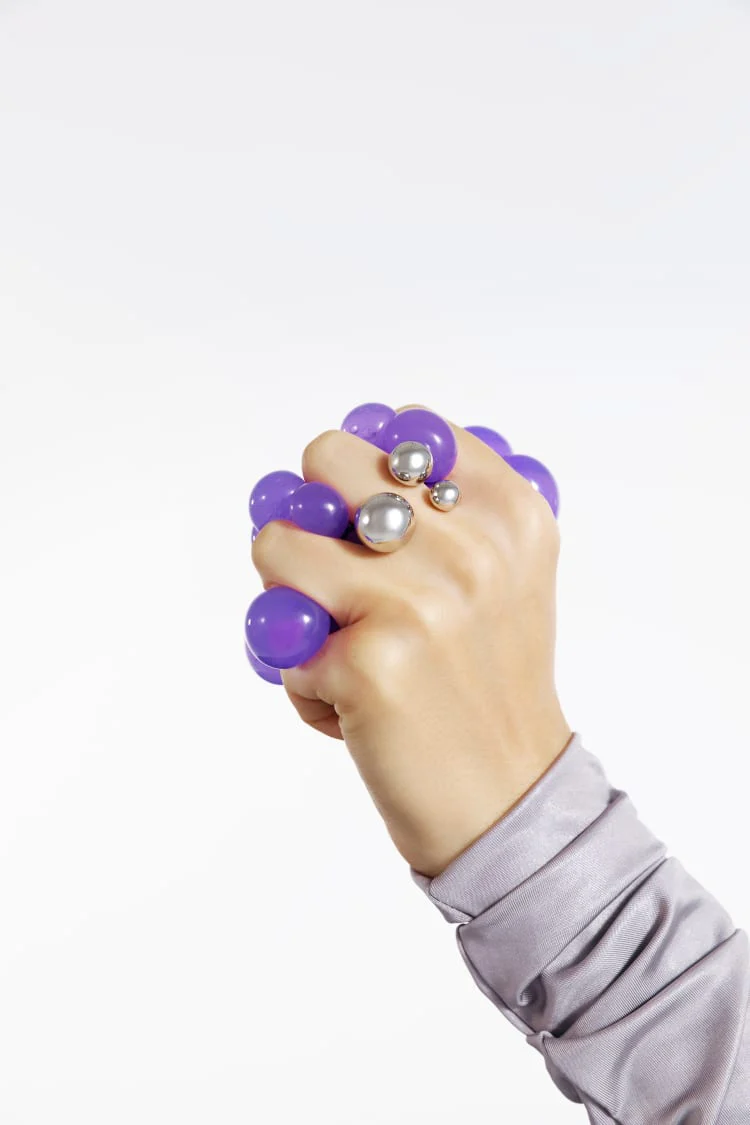 Silver Ring with Three Balls - Image 2