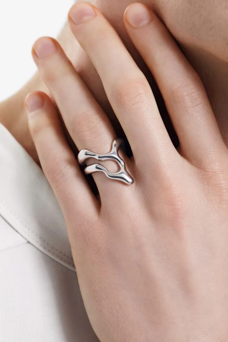 asymmetrical silver ring - Image 4
