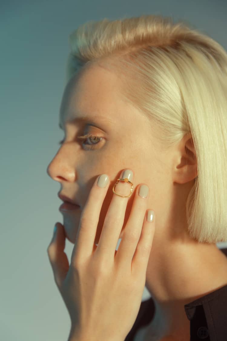 Gold Nail Ring with Chain - Image 2