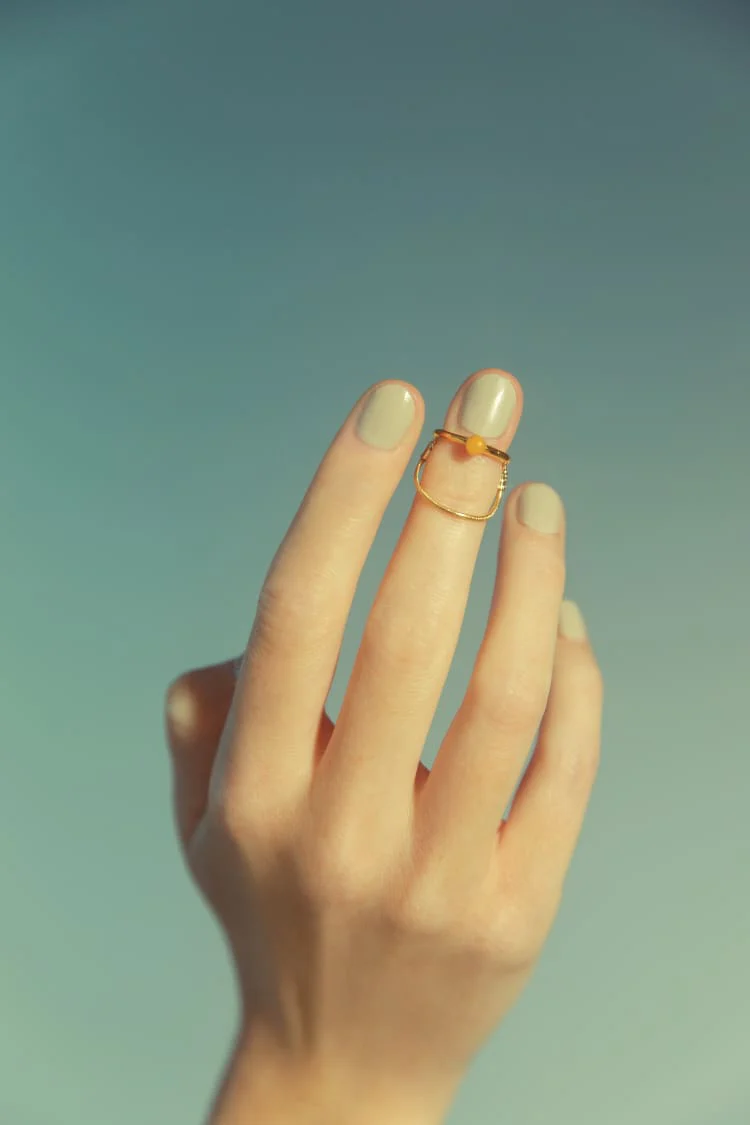 Gold Nail Ring with Chain - Image 3