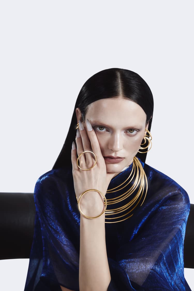 Gold Bangle with Large Circle - Image 3