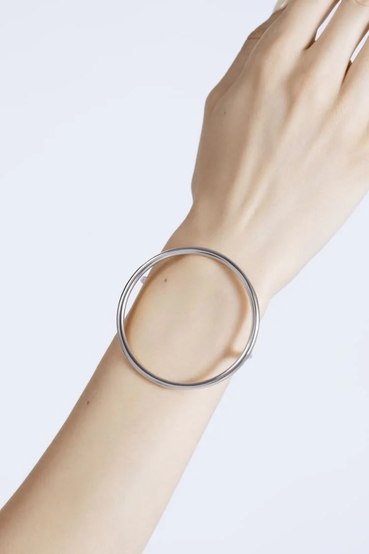 Silver Bangle with Large Circle - Image 2