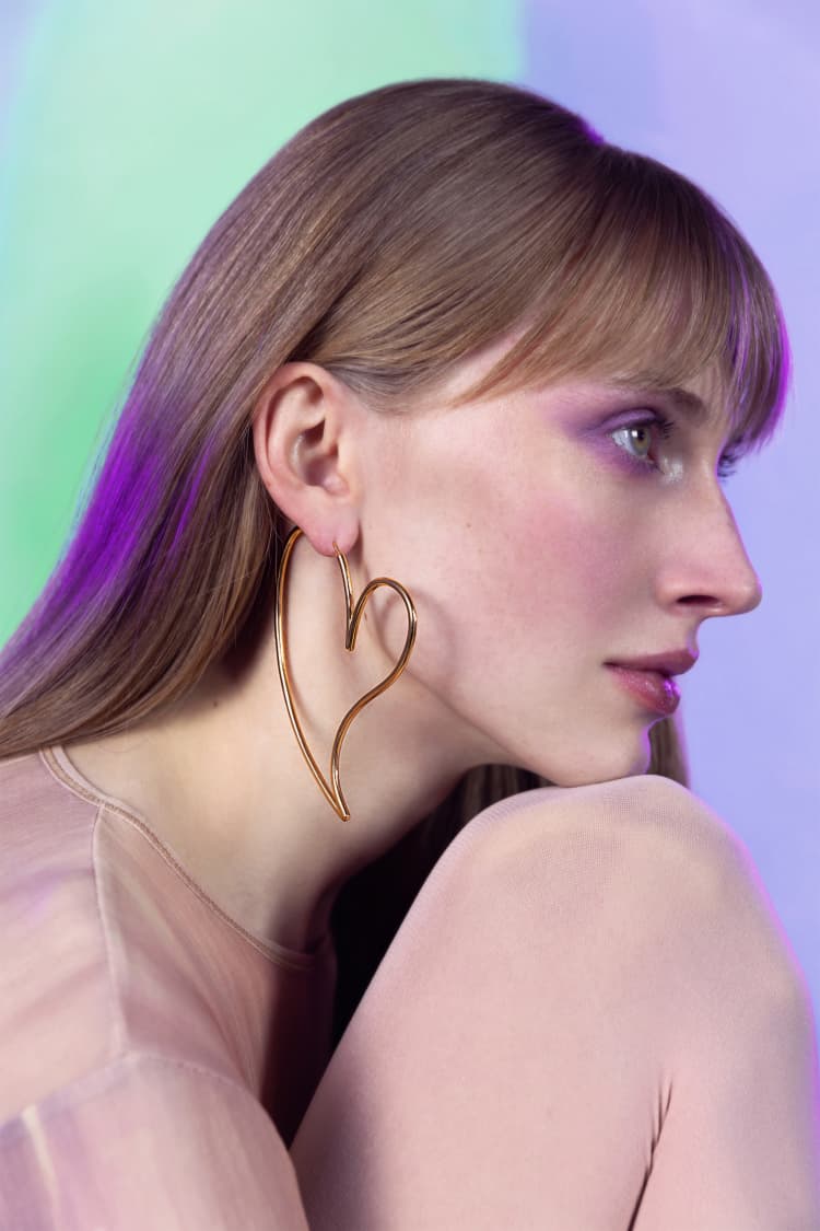 Gold Big Heart Earring Hoop