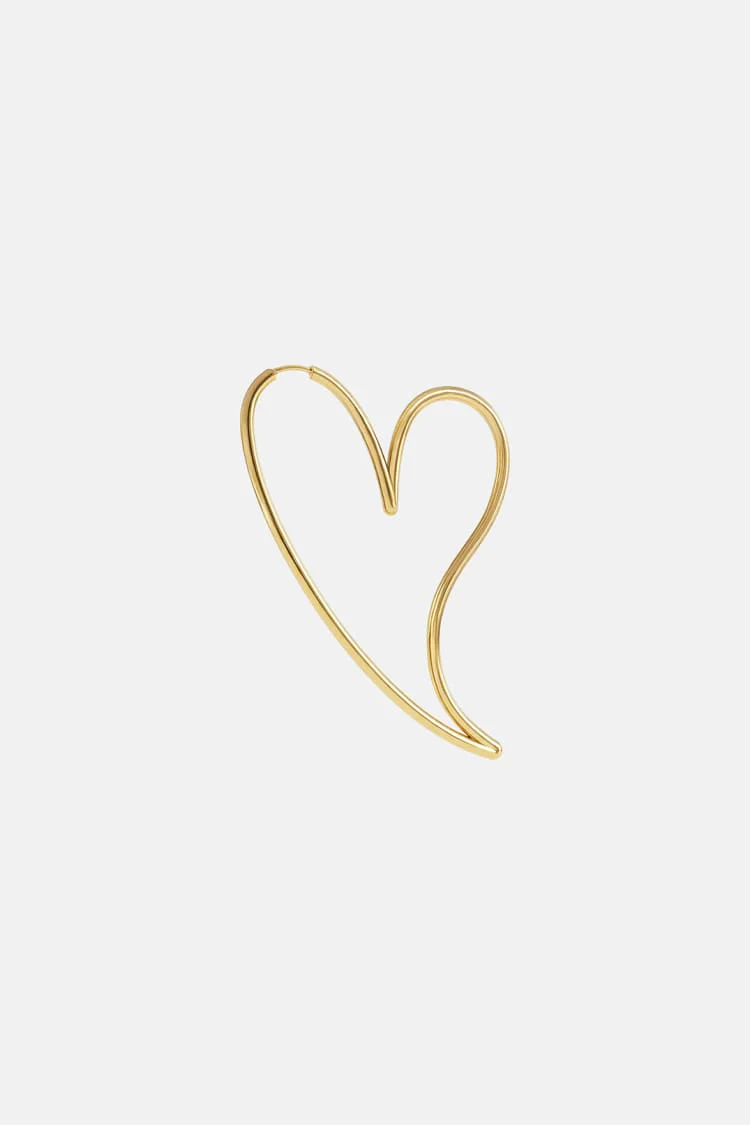 Gold Big Heart Earring Hoop - Image 4