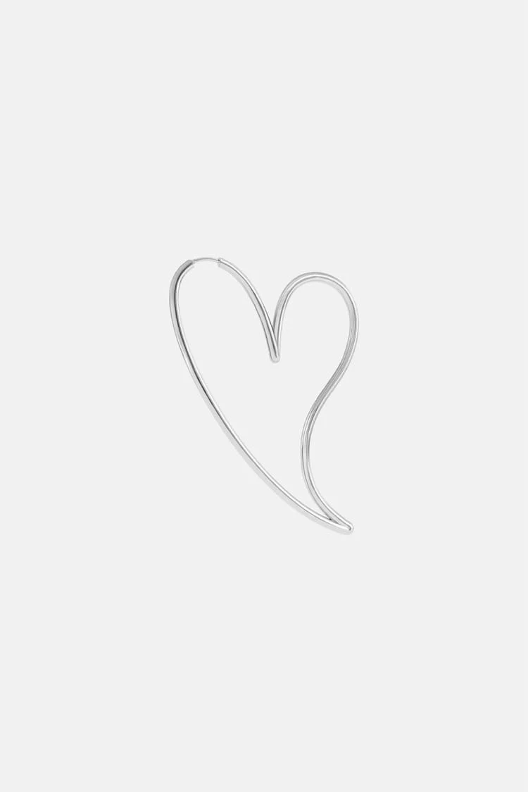 Silver Big Heart Earring Hoop