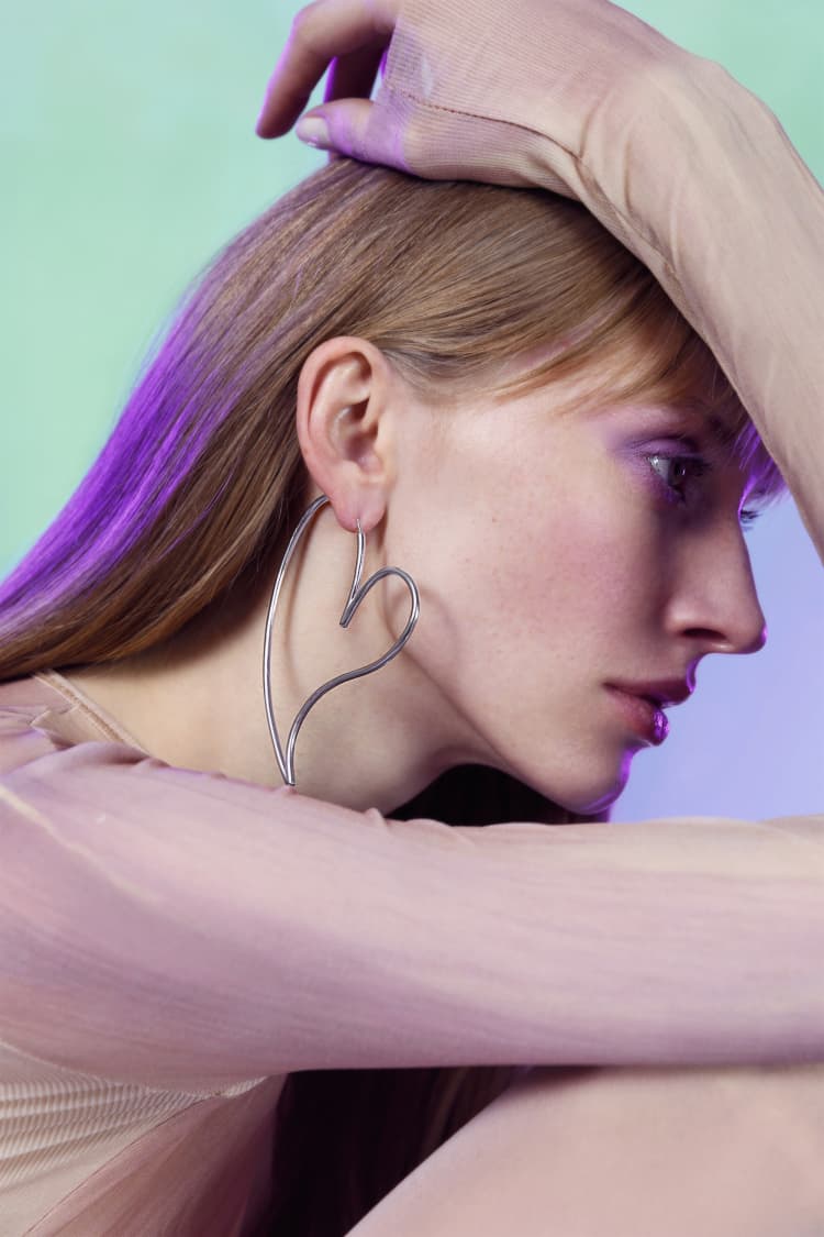 Silver Big Heart Earring Hoop - Image 2