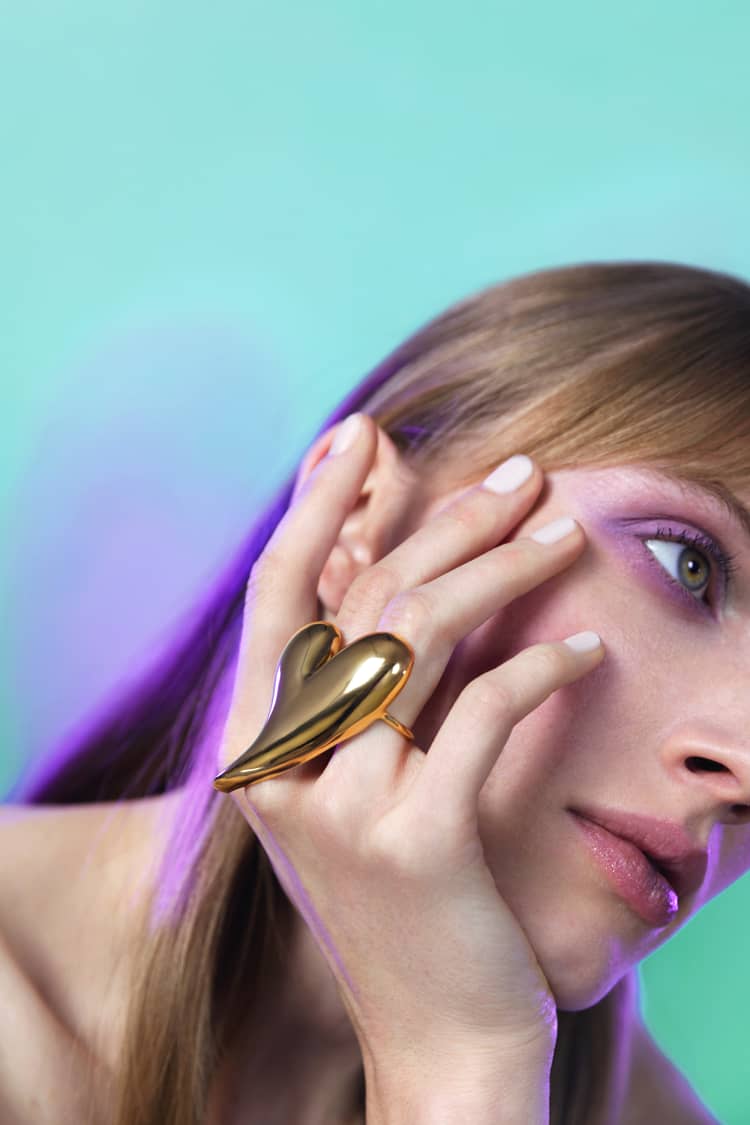 Gold Big Heart Shaped Ring - Image 2
