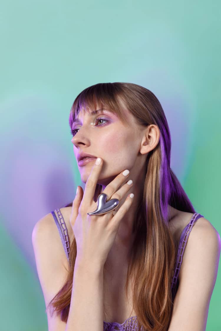 Silver Big Heart Shaped Ring - Image 2