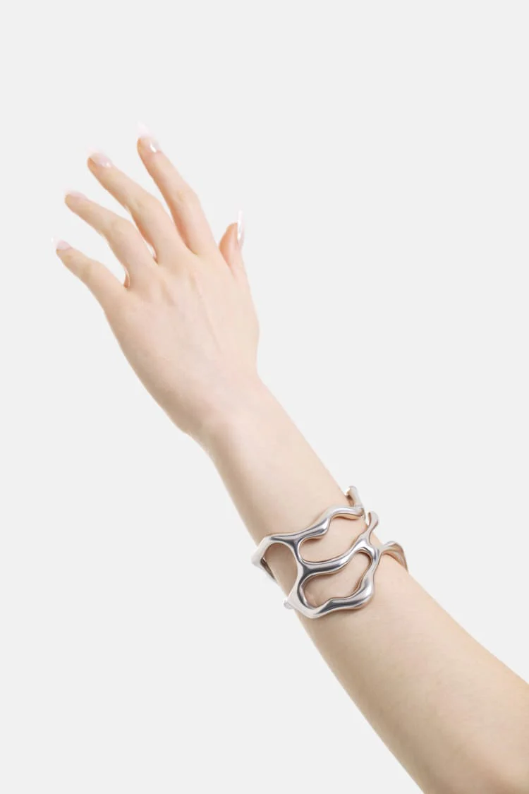 bold asymmetrical silver bangle