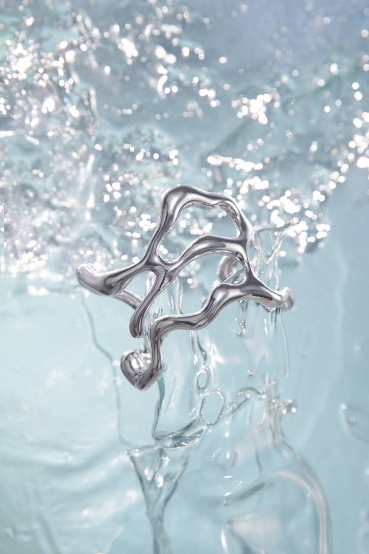 bold asymmetrical silver bangle - Image 2