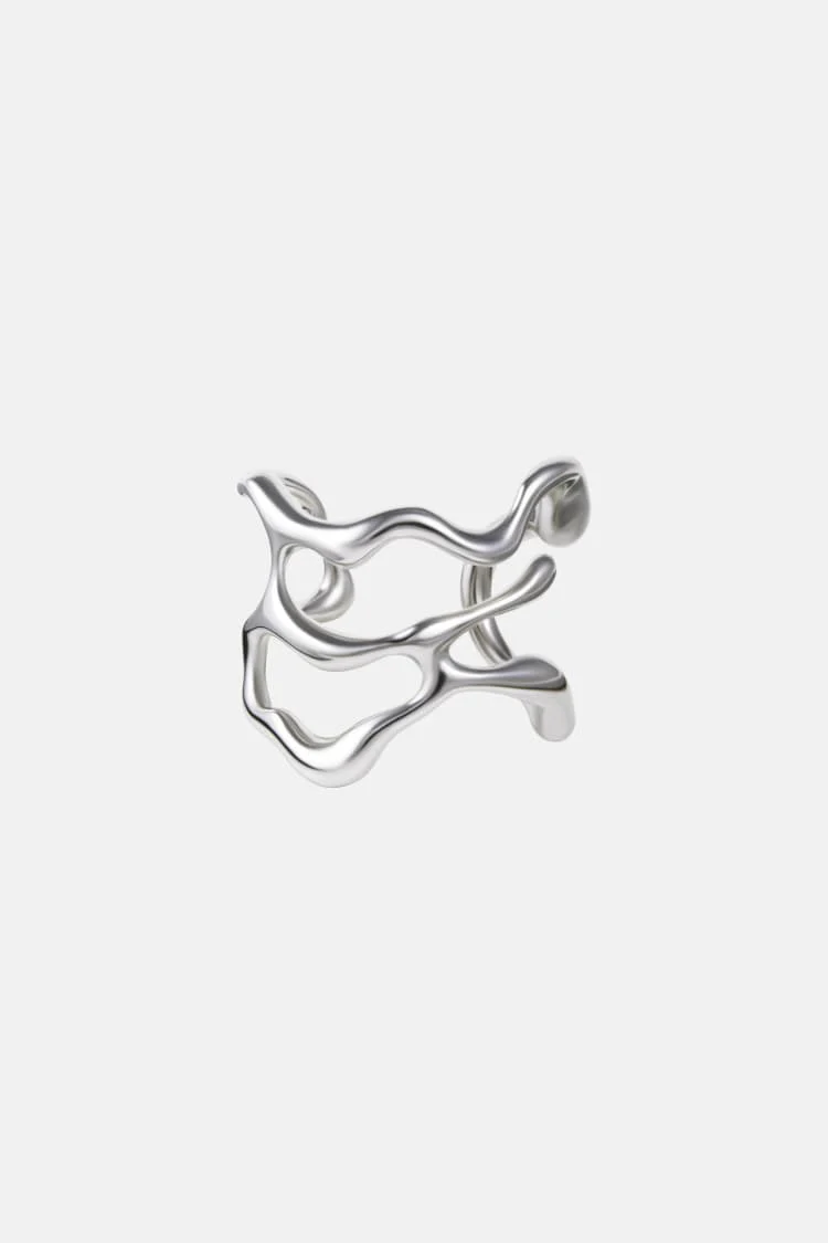 bold asymmetrical silver bangle - Image 5