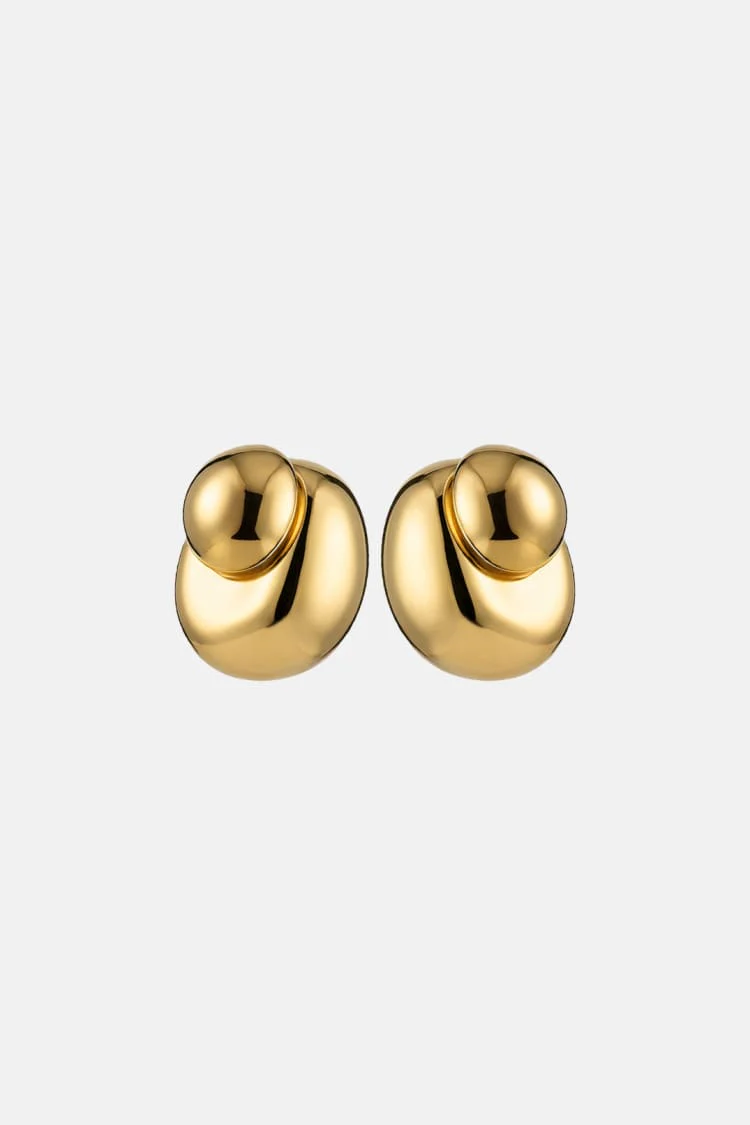 Bold Double Stud Earrings in Gold - Image 3