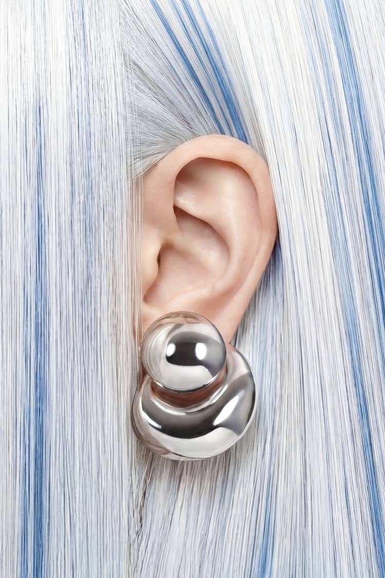 Bold Double Stud Earrings in Silver