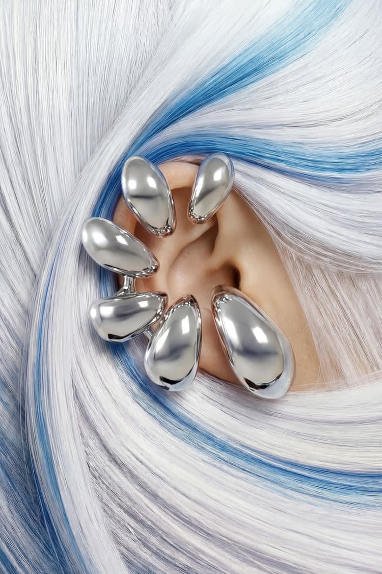 Bold Multi Ear Cuff in Silver - Image 6