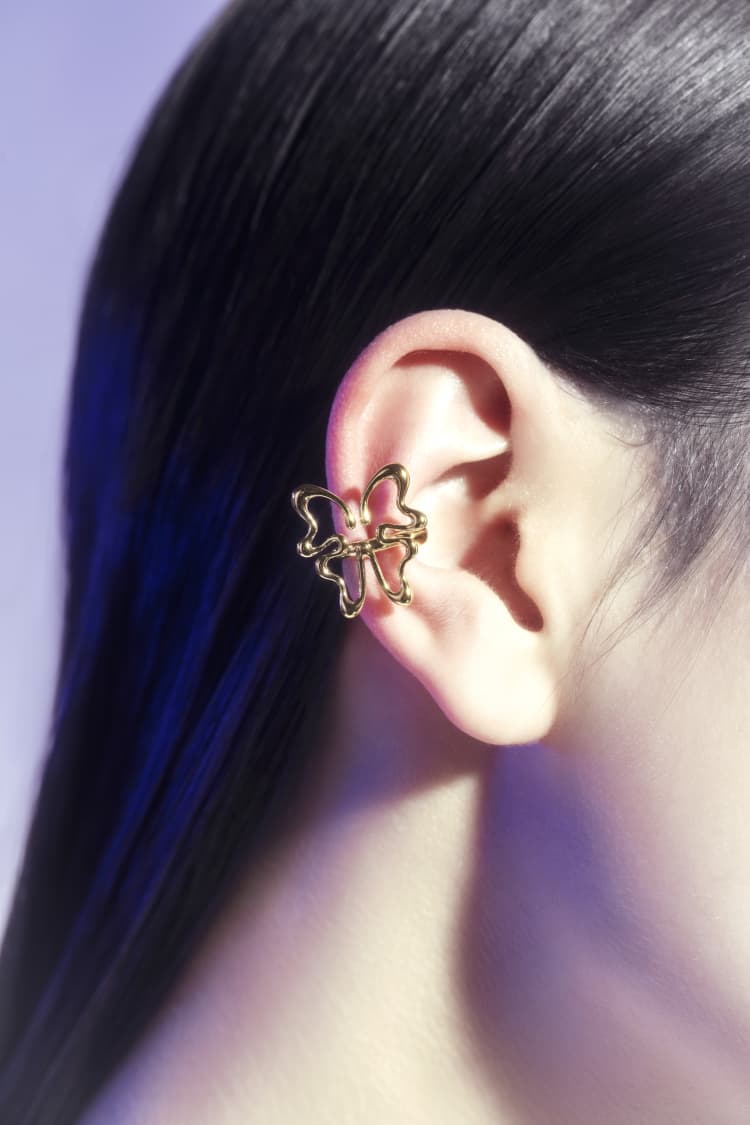 Gold Butterfly Huggie Ear Cuff