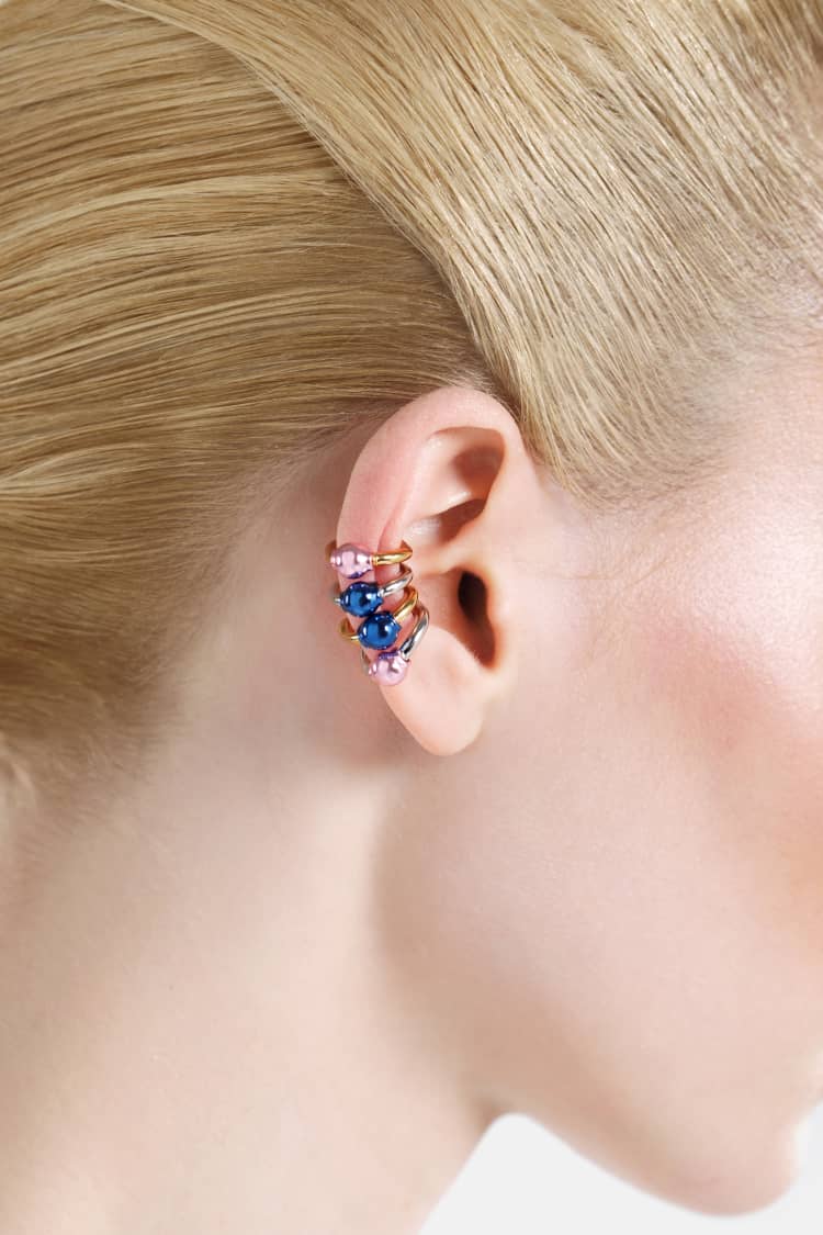 Casa Batlló huggie earcuff in gold and rose - Image 3