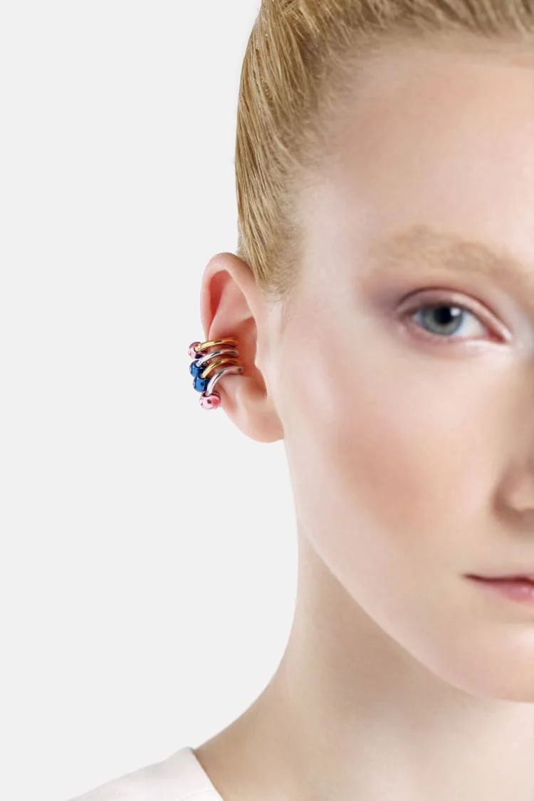 Casa Batlló huggie earcuff in gold and rose - Image 4