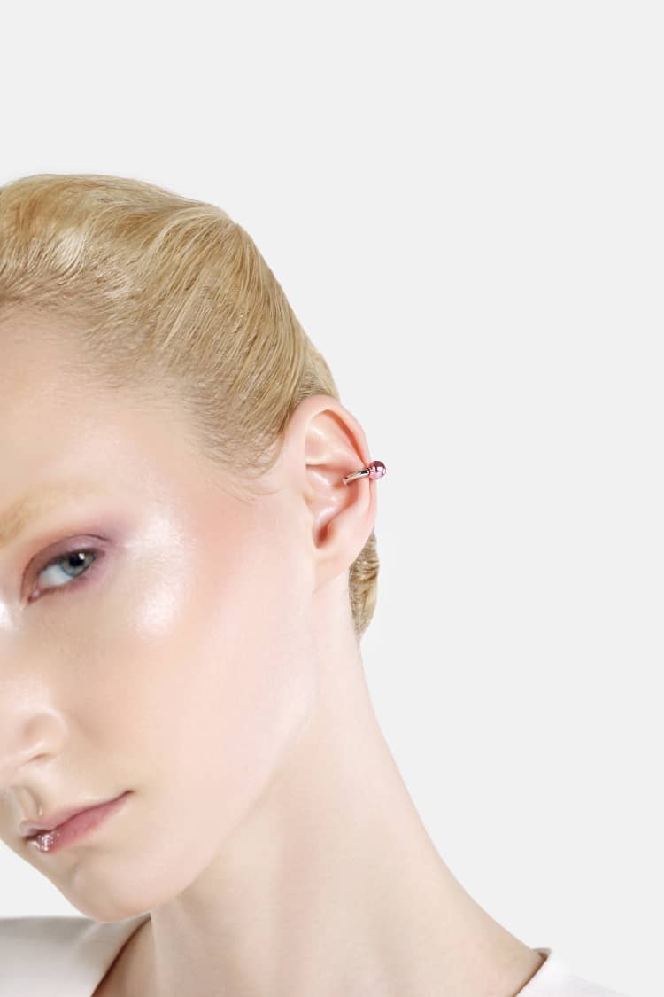 Casa Batlló huggie earcuff in silver and rose - Image 2
