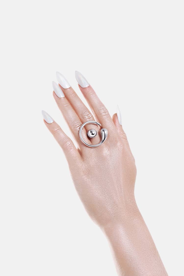 Circular Drop Ring - silver - Image 2