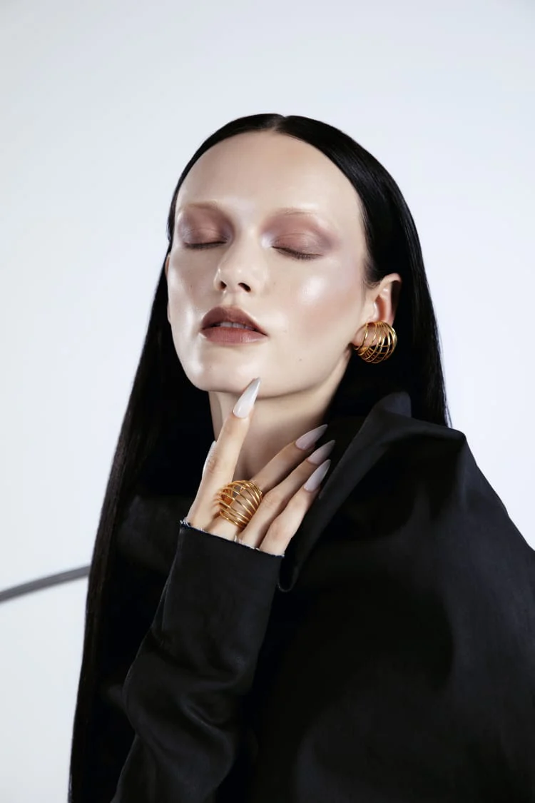Gold Coil Sphere Ear Cuff - Image 2