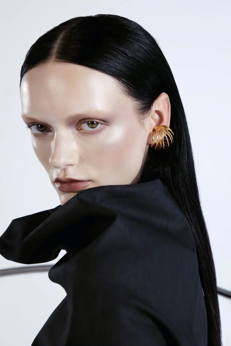 Gold Coil Sphere Ear Cuff - Image 3