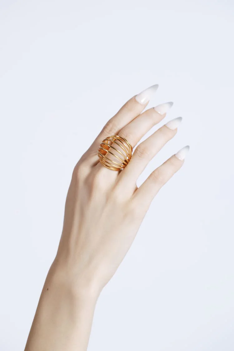 Gold Coil Sphere Ring