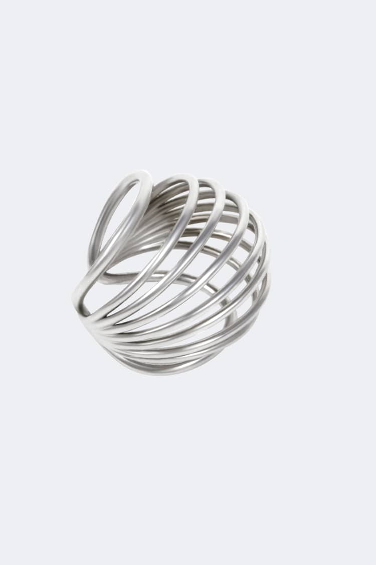 Silver Coil Sphere Ring