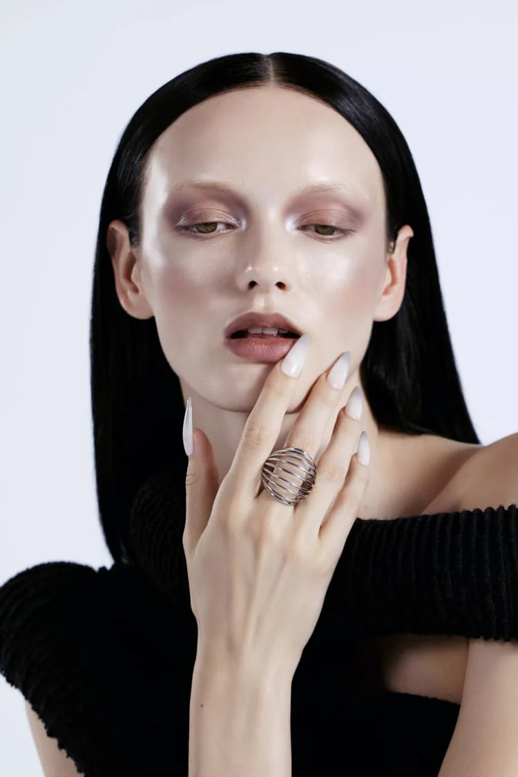 Silver Coil Sphere Ring - Image 4