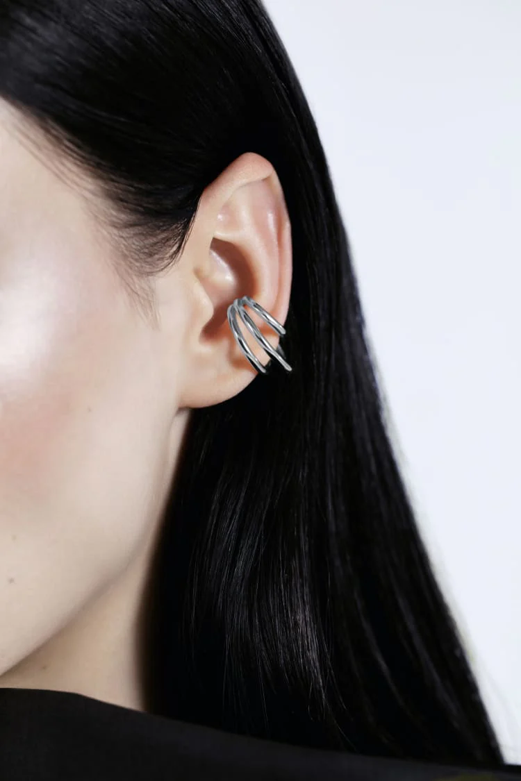 Silver Coils Ear Cuff