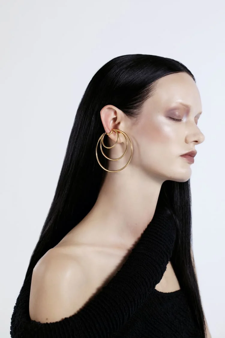 Gold Coils Hoop Ear Cuff - Image 3