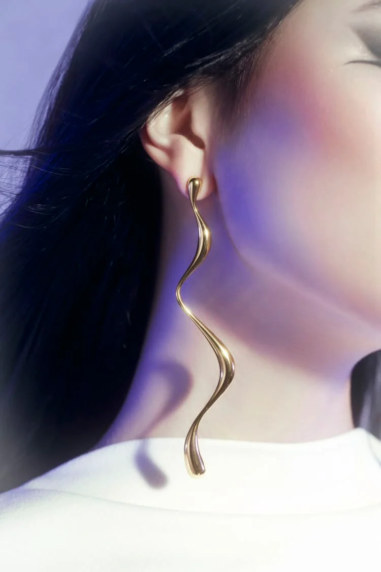 Gold Dangle Liquid Earring - Image 2