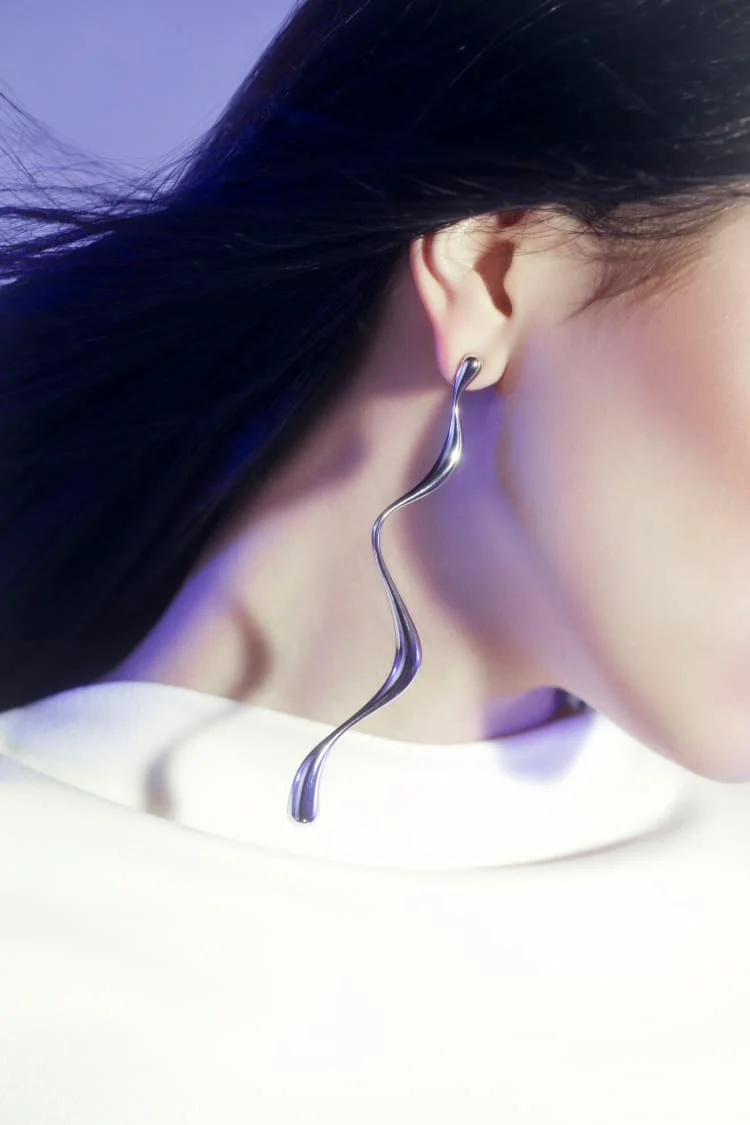 Silver Dangle Liquid Earring - Image 2
