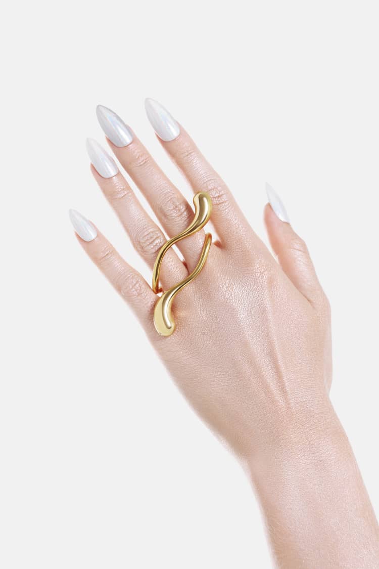 Double-Finger Drop Ring - gold