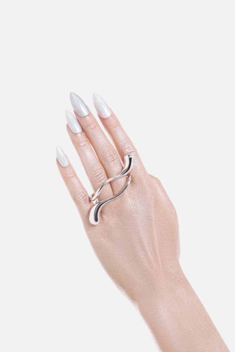 Double-Finger Drop Ring - silver