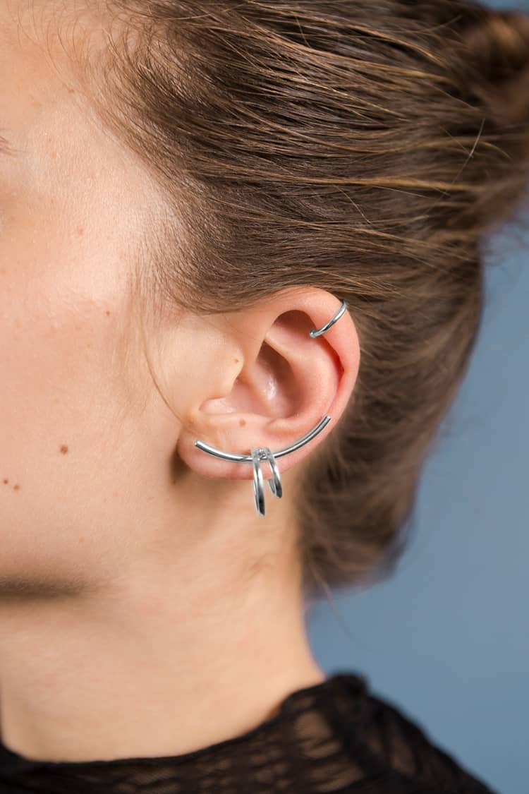 Silver Ear Cuff Jewelry Set