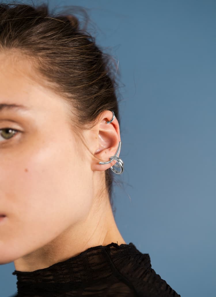 Silver Ear Cuff Jewelry Set - Image 2