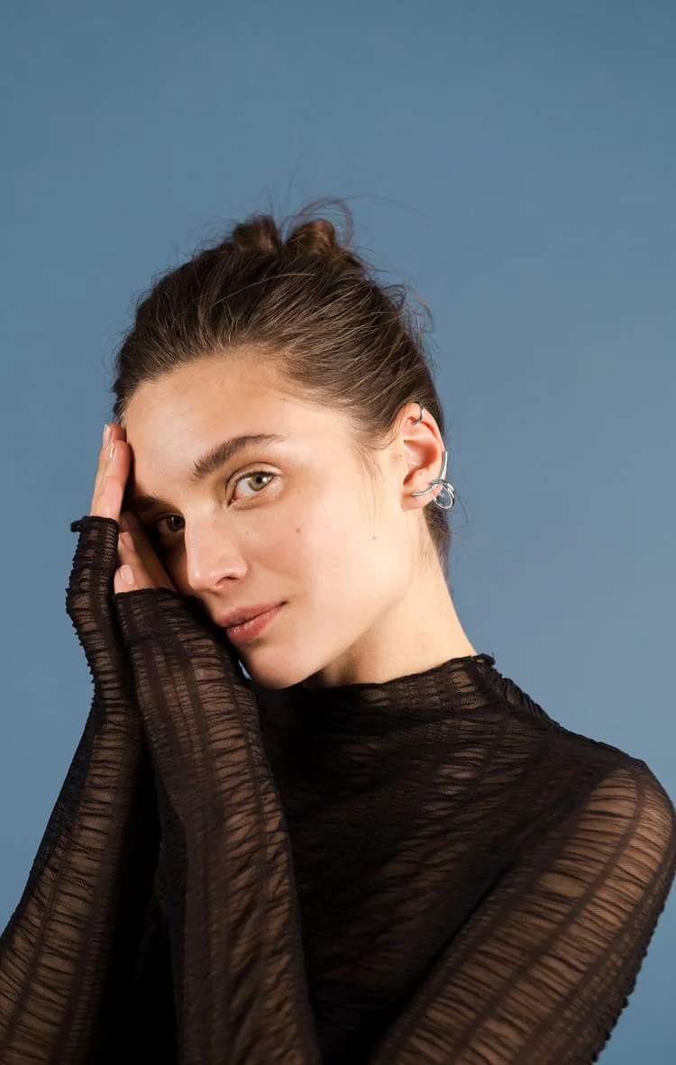 Silver Ear Cuff Jewelry Set - Image 3