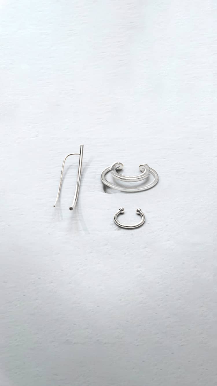 Silver Ear Cuff Jewelry Set - Image 4