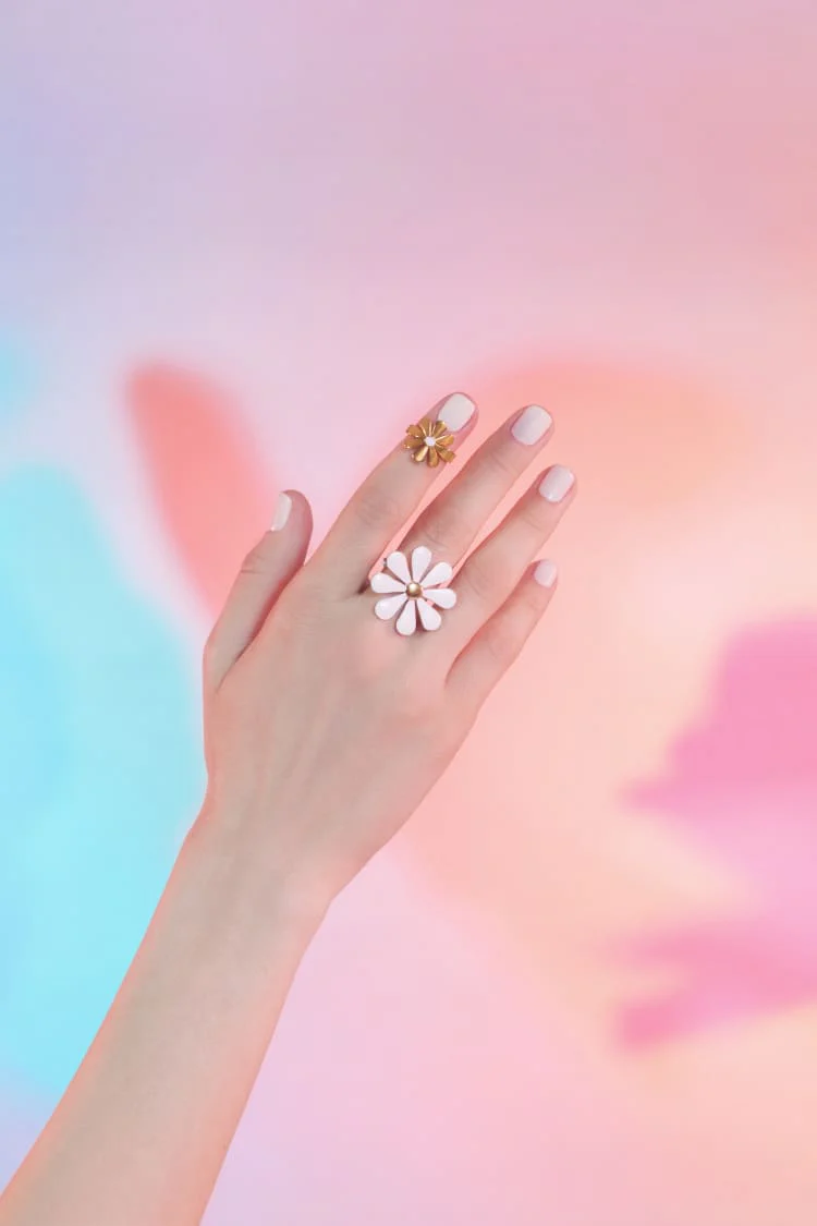 Gold Floral Ring Set