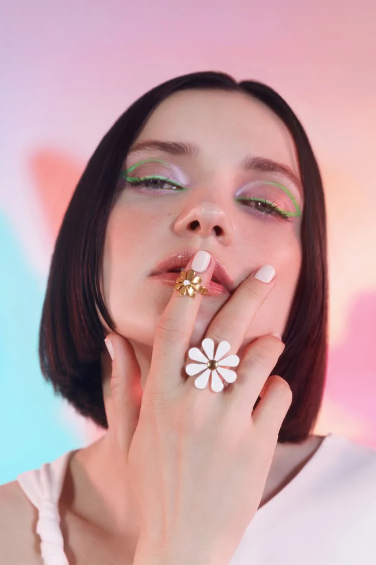 Gold Floral Ring Set - Image 2