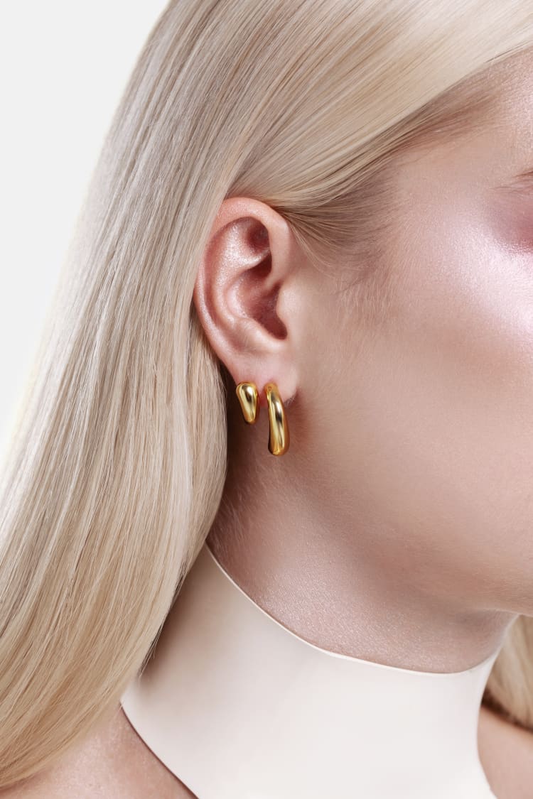 Fluid Drop Earrings - gold