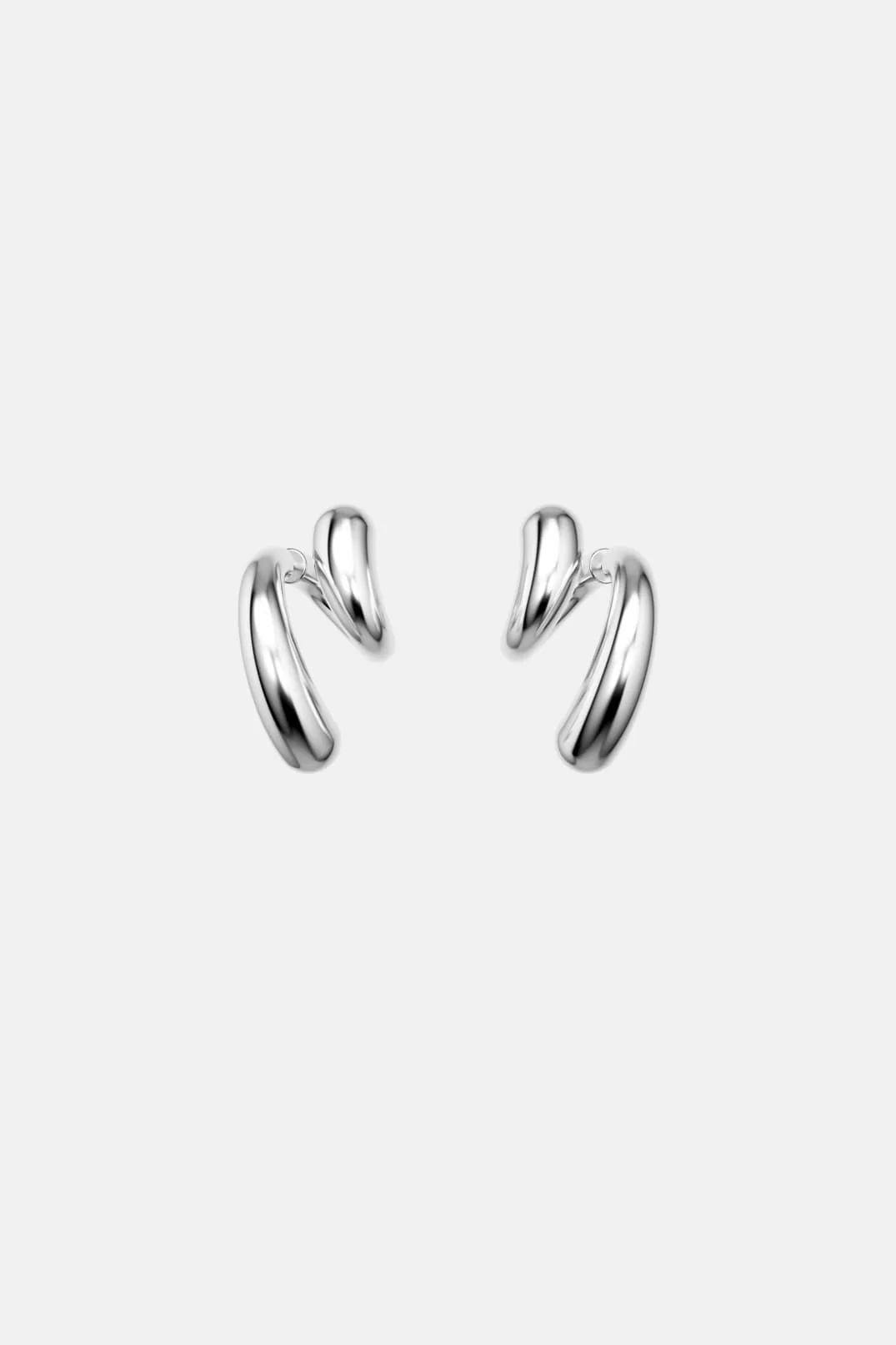 Fluid Drop Earrings - silver