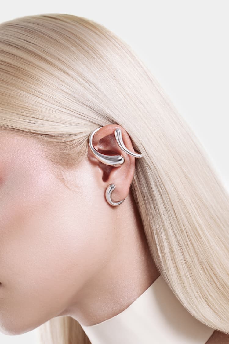 Full Ear Drops Ear Cuff - silver - Image 2