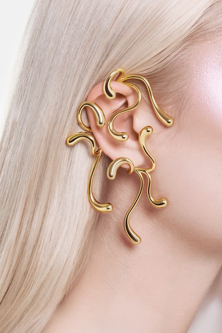 Full Ear Multi-Drop Ear Cuff - gold - Image 2