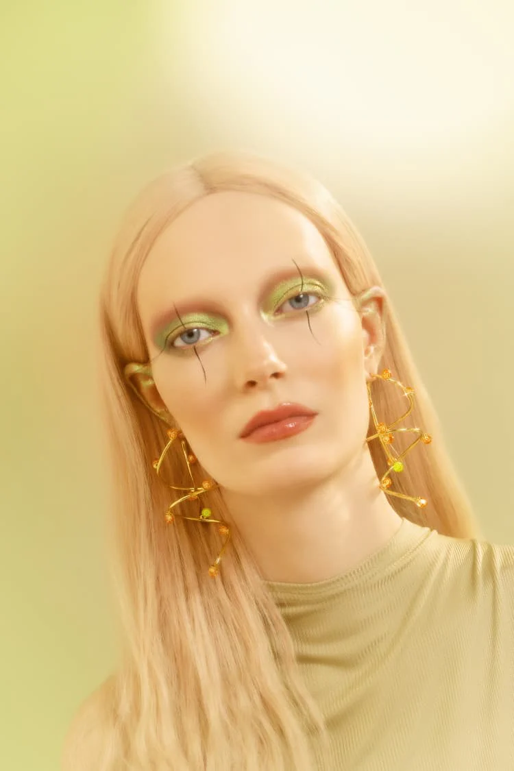 Gold Bold Drop Earrings with Opal and Topaz Crystals - Image 2