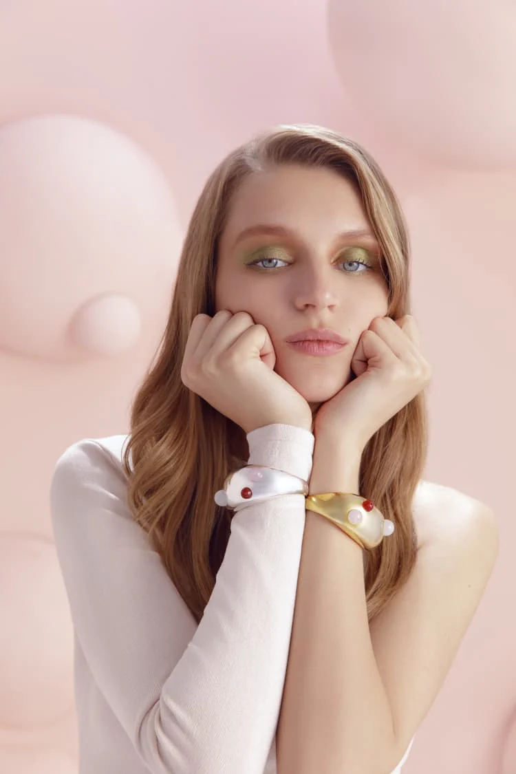 Gold Statement Bangle with Stones - Image 2