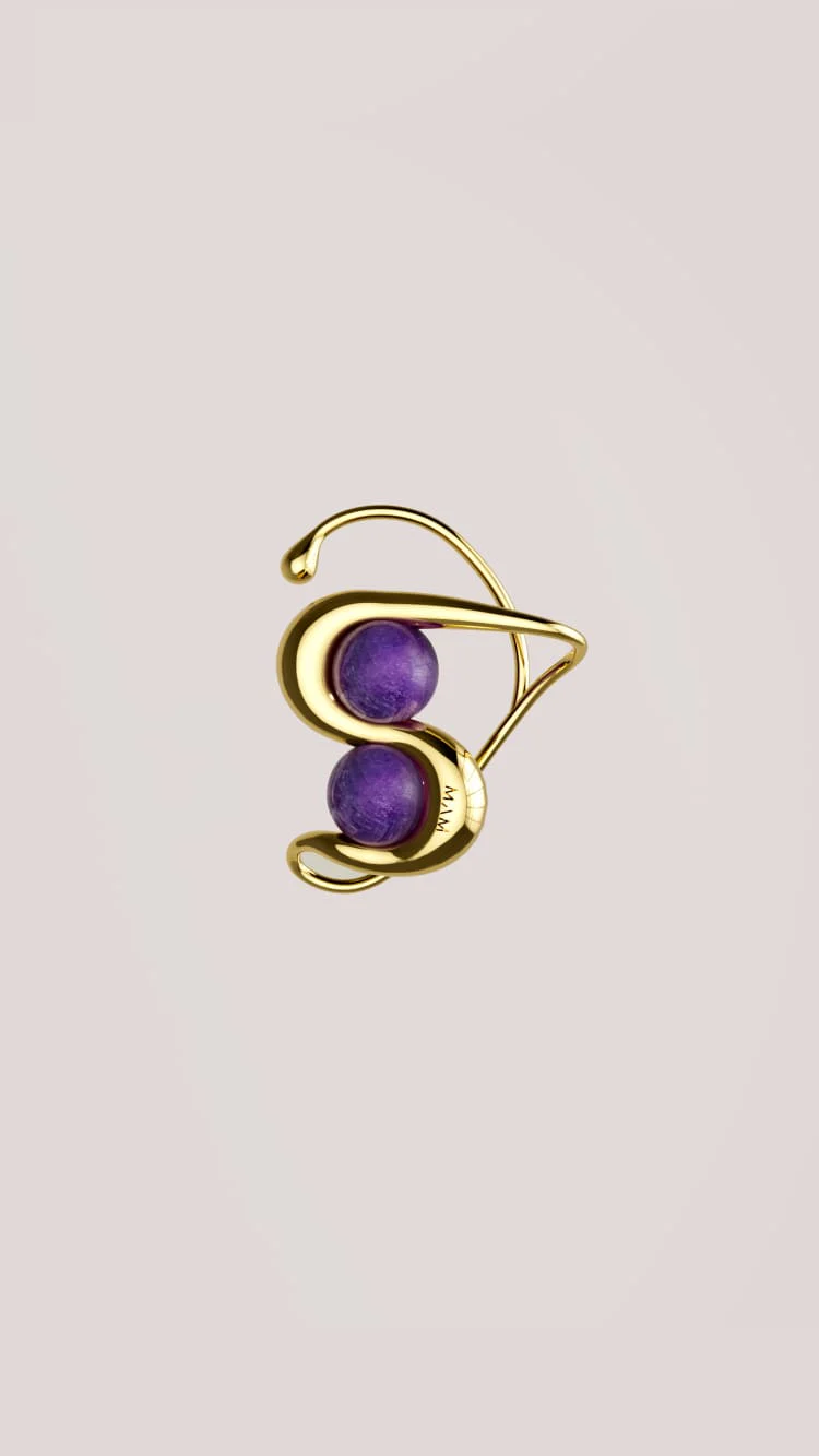 Gold Ear Cuff with Amethyst - Image 4