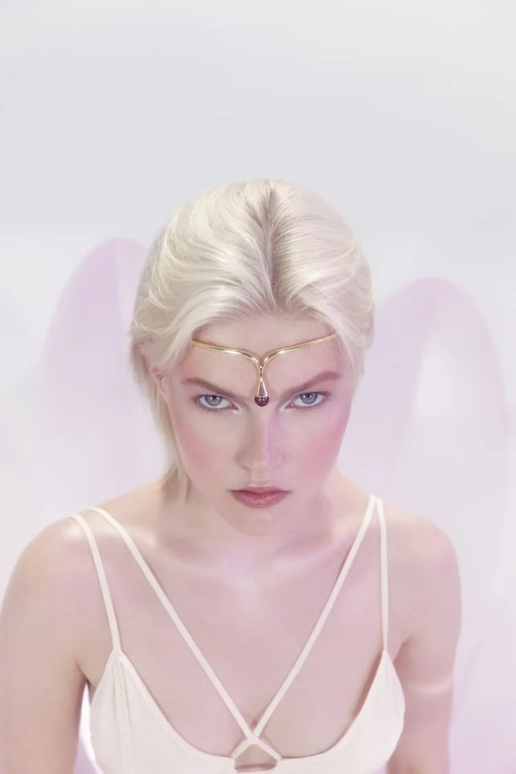 Gold Headpiece with Amethyst - Image 2
