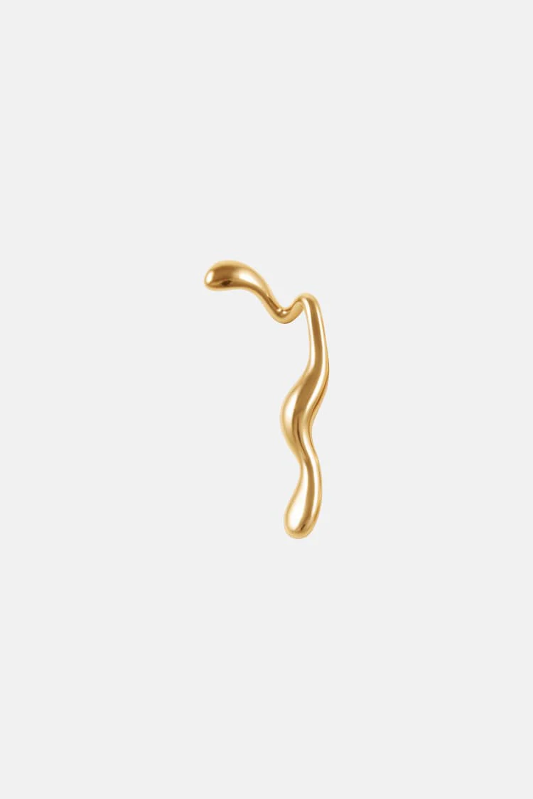 gold liquid earrings that hook around the ears - Image 5