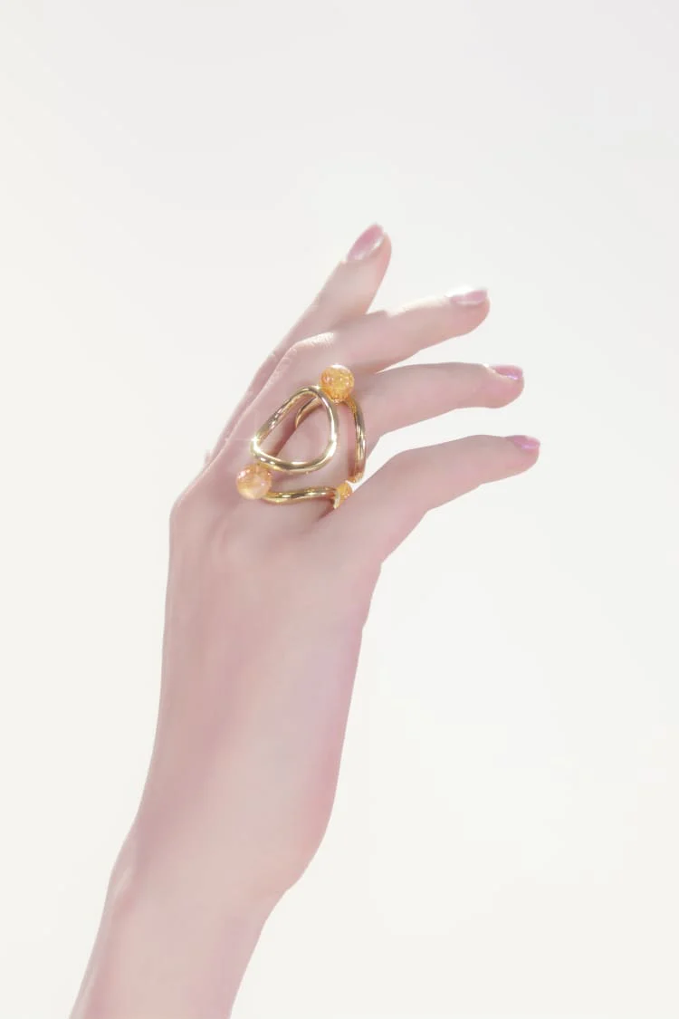Gold Ring with Yellow Quartz